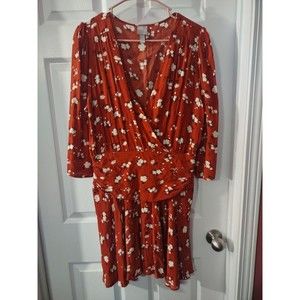 asos Dress Size 10 Brownish/Burnt Orange Multicolor Floral Side Zip